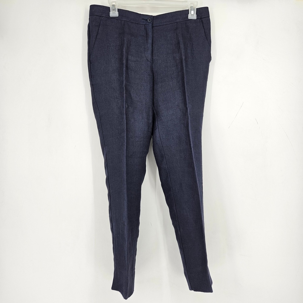 Etro 42 Pants Womens Pantalone Capri Blue Gray Casual Linen Blend Italy